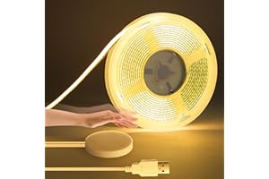 LRGBST 5V USB COB LED Streifen, 2M Warmweiß Dimmable LED Strip Light With Berühren und Hand Sweep Dimmer Schalten For Akustikpaneele Vitrinen Regal Schrank Beleuchtung