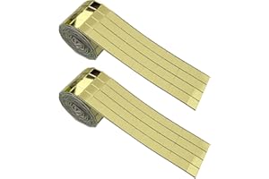 Young Wolf Samoprzylepne płytki mozaikowe do lustra, płytki lustrzane, do samodzielnego wykonania, dekoracja, 10 x 10 mm, złote, 2 rolki