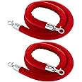Set of 2 Red Velvet Stanchion Rope, 5-Foot Crowd Control Barriers with Polished Silver Hooks (1.5 m)