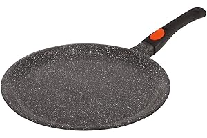 Kamberg - Poêle à crêpe / Crêpière 32 cm - Manche Amovible - Fonte d'Aluminium - Revêtement Type Pierre - Tous Feux dont Induction - Sans PFOA - 0008052, Noir