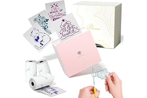 Phomemo M02 Mini Thermal Printer with 3 Rolls Refill,Wireless Bluetooth Inkless Pocket Sticker Printer for iphone And Android,Portable Sticker Maker for Decorating,Journalling,Crafts-Pink