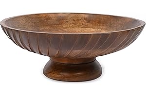 EDHAS Mango Wood Decorative Wooden Bowl Hand Carved Home Decor for Dining Table Center, Living Room, Kitchen Décor (30.48cm x 30.48cm x 12.06cm)