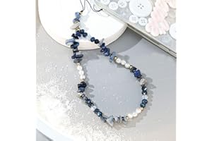 Duories Naszyjnik z kryształkami, perłami, perłami, łańcuszkiem, telefonem, koralikami, smyczą, smyczą, łańcuszkiem na nadgarstek, mobilnym łańcuszkiem na telefon, bransoletka, charm, pasek, sztruk,