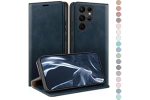 HUOUH Funda para Samsung Galaxy S23 Ultra Titular de Tarjeta de crédito,Cubierta a Prueba de Golpes teléfonos Fundas,Estuche de Billetera Cuero de PU con Bloqueo RFID para Samsung S23Ultra Azul Oscuro