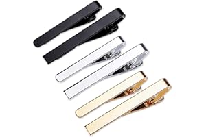 YTBUBOR 6 Pieces Mens Ties Clips Silk Tie Bar Set, Silver, Black and Golden Square and Round Edges, Best Gifts for Your Father, Lover and Friends in Wedding, Party, Meeting