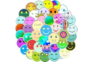 ‎KEDIKAMODI Aufkleber Kinder 50 Stück Sticker Set Kinder Happy Gesicht, Lehrer Klassenzimmer Belohnungssticker, Süße Emoticon Sticker, Sticker Vinyl Wasserdicht, Sticker für Scrapbook Laptop Journal Notebook usw