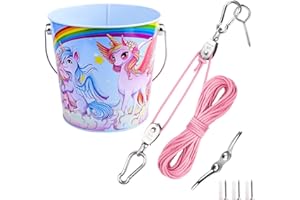 FUCNEN Treehouse Accessories for Kids Outdoor Kids Pulley System with Bucket for Wooden Adventures House/Playhouse/Tree House Kids Pulley Bucket Garden Toy and Rope Kit for Boys & Girls Ages 3+