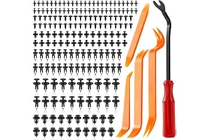 FUNKLU Rivetti in Plastica per Auto, Clip di Viti di Plastica Assetto Auto Kit, Clip In Nylon Nero Automatico Universale Rivetto In Plastica Clip per Interni Auto Pannello Paraurti Porta (195 PCS)