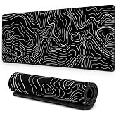 McStorey XXL Oyuncu Mouse Pad 90x40 cm 3mm Dikişli Kaymaz Taban B&uuml;y&uuml;k Gaming Mouse Pad Desk Mat D&uuml;nya Haritası Topografik Tas