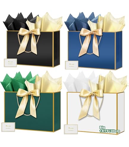 Sacs Cadeaux Noir Extra Large 16x12x6 Pouces - Papier Luxe, Motif Pois, Pour Boutique Ou événements