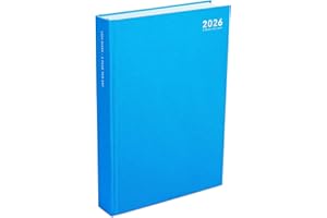 STAR ONLINE 2026 A4 2 Pages Per Day Diary 80gsm FSC Paper - Home Office Desk Planner/Organiser Hardback Pastel Cover With Silver Foil Text (Pastel Blue)
