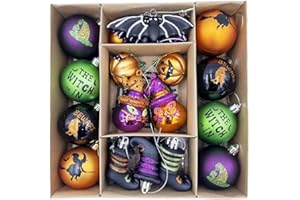 SVNVIOZ 28pcs Shatterproof Baubles, Naughty Pumpkin Decorations, Hanging Tree Balls for Halloween Party Decorations