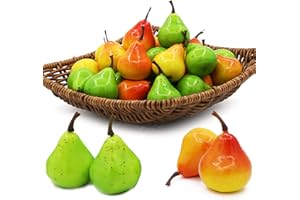 Tuxiaobu Pere artificiali per decorazione, realistiche, imitazione di frutta, in plastica, per cucina, casa, feste, pub, tavolo, cestino, fotografia, ornamento – 30 pezzi misti