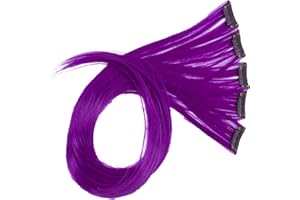 CAISHA 60cm 5 Parti Colorato Ciocca Meches Clip In Extension Extension Per Capelli Lisci Capelli Lunghi Parrucchino Viola BST124