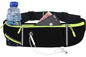 DROCODO Riñonera Deportiva, Compartimento para Botella de Agua, (Ø90 a Ø140) Impermeable, cinturón Trail Running, Ajustable, cinturón Running Resistente y Ligero para Hombres y Mujeres, portadorsales Running