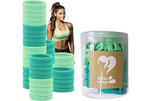 BLISSWISP Zestaw 50 Wielokolorowych Gumki do włosów Unisex - Idealne dla Kobiet, Dziewczynek, Man Bun, Elastyczne i Mocne, w Praktycznym Opakowaniu (Zielony)
