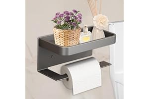 ‎PHANTASY Phantasy® Toilettenpapierhalter Ohne Bohren, Grau Toilettenpapier Halterung Klorollenhalter Mit Ablage,Klopapierhalter für Küche und Badzimmer,Quadrat