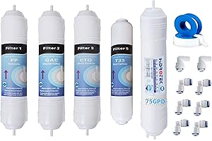 Depurtek | Kit filtri e membrana 75 GPD in linea osmosi inversa Hidrotek Depuragua N02T LUX