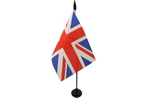 AZ FLAG - United Kingdom Table Flag 4'' x 6'' - British Office Mini Banner 100% Polyester 15 x 10 cm - Mini Desk Flag with 10'' Pole and Black Plastic Base