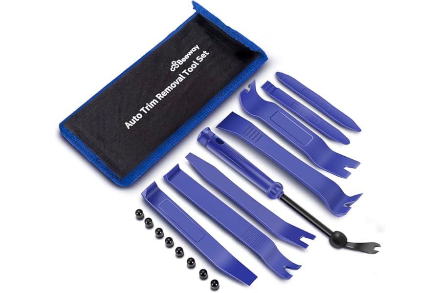BEEWAY Auto Trim Removal Tool Set - 17in1 Car Upholstery Repair Kit/Fastener Remover/Pry Tools for Interior Trim Panel Door Window Audio Dashboard with Storage Pouch