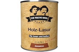THE WACHS BROS. - Holzlasur diamantrot - 0,75 - Vielseitiger Anstrich für Innen & Außen - Natürliche Inhaltsstoffe - Dauerhafter Schutz