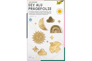 folia 521 - DIY feuille à gaufrer en alu, or, 3 feuilles, 70µ, env. 18,5 x 29,7 cm, feuille de métal dur extra strong, Gold