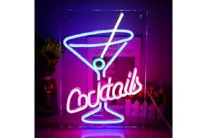 Wanxing Signes De Cocktail Néon Lettres Led Signes Muraux Usb Bleu Rose Veilleuse Pour Chambre Bar Bière Bureau Hôtel Pub Cafe Salle De Récréation Décoration Murale Lumière Décoration Fête De Mariage