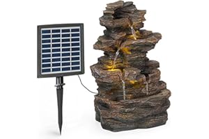 ‎BLUMFELDT Blumfeldt Messina Kaskadenbrunnen Solarbrunnen Gartenbrunnen Zierbrunnen,Solarbetrieb,4 Kaskadenstufen,Indoor & Outdoor,Solarpanel: 9 V / 2,8 W / 17,5 x 14 cm,frostbeständig