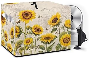 NETILGEN Fleischschneider-Abdeckung, groß, für Deli-Lebensmittelschneider, Staubschutz, wasserdicht, staubdicht, Käse, Brotschneider, Abdeckung für Zuhause, Küche, Dekoration, Sonnenblume, Libelle,