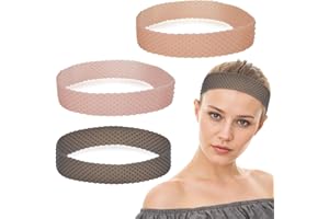 ElevateTech Lot de 3 bandeaux antidérapants réglables en silicone pour homme et femme - Résistant à la transpiration - Pour maintenir la perruque (marron foncé/marron clair/noir)