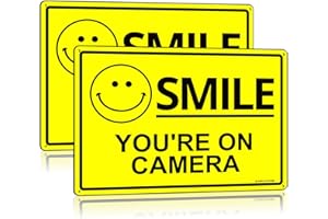 ANLEY Smile You're on Camera Sign 7x10 in – 40 mil de grosor, intemperie, videovigilancia, seguridad, señal de advertencia de metal para el hogar, negocios, uso interior/exterior (2 unidades)