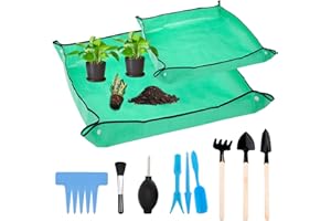 ZIGefofo 2 Piezas Tapete para Plantas 2 Tamaños con 13 Piezas Herramientas de Jardín Alfombrilla de Jardinería Plantas Impermeable para Horticultura Plantación Trasplante Poda Trasplante - Verde