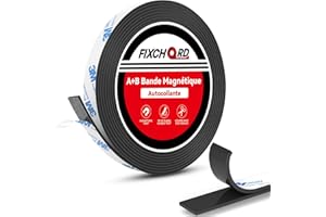 FIXCHORD Bande Magnetique Adhesive, Bande Magnétique Autocollante, Bande Aimantée Adhésive pour Moustiquaires, Rideaux de Fenêtre, DIY & Plus 4m*15mm