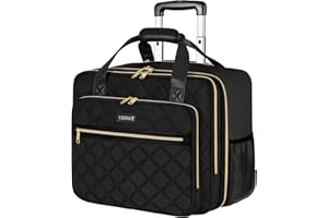 Ytonet Sac a roulettes de Ordinateur Portable Femme, Malette à roulettes pour Femmes 17.3 Pouces, Sac à roulettes pour Enseignantes 10 Poches de Rangement, comme Cadeau pour Mère, Enseignante, Noir
