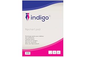 Indigo® A1 Flipchart Pad – 40 Perforated Sheets of Premium White Paper – Easy Tear Flip Chart Paper Pad for Meetings, Presentations & Office Use