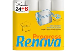 Renova Papier Toilette Progress 2 plis blanc 24+8