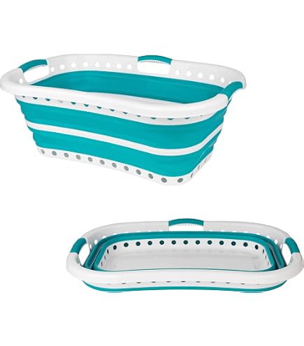 Bacinella Pieghevole Panier à Linge Laguelle Avec 48 Pinces Antiglissantes - Fabrication Française - Multicolore Panier Rangement Pinces
