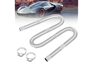 Giugio Manguera de escape de 120 cm para generador de electricidad, 2,5 cm para calefacción de coche, tubo de escape de acero inoxidable, con 2 pinzas de acero inoxidable para calefacción diésel,