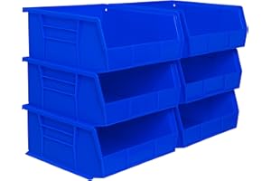 Akro-Mils 30235 AkroBins Plastic Storage Bins, Space-Saving Stackable Bins for Garage, Pantry, Craft Organization, 27.94 cm x 27.94 cm x 12.7 cm, Blue, 6-Pack