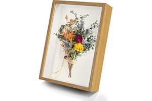 BestYiJo Objektrahmen, Bilderrahmen Holz, 3D Rahmen zum Befüllen, Kunstrahmen, Blumen Große Schattenbox Vitrine Rahmen, Bilderrahmen Quadratisch für Wandbehang Oder Desktop (Original Holz)