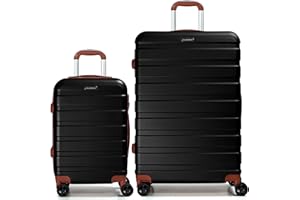CALDARIUS Suitcase Large & Cabin Bag | Dual Spinner Wheels | 2 Pcs Suitcase Set |3 Digit Combination Lock | Hard Shell | Luggage | Carry-ons & Hold Luggage Sets|| (Cabin 20'' + Large 28'', Black)