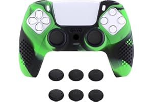 eXtremeRate PlayVital Black 3D Studded Edition Anti-Slip Silicone Cover Skin for ps5 Controller, Soft Rubber Case Protector for ps5 Wireless Controller with Thumb Grip Caps - Green & Black