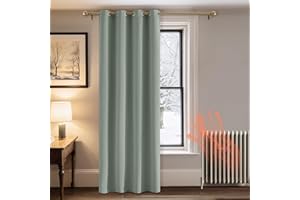 PONY DANCE Sage Green Blackout Curtain 72 Inch Drop for Living Room, Eyelet Thermal Single Door Curtain for Bedroom, Window Treatment for Kids, W42 X L72