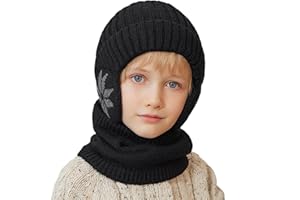 Cheerful Mario 3-8 Año Set de Gorro y Bufanda Niño Invierno Gorro Lana con Orejeras Braga de Cuello Forro Polar