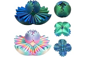 GENERIC 2 Pack 3D Printed Fidget Toys - Impossible Gearsphere Spinning Gear Ball, Teal Blue & Rainbow Colors, Stress Relief Desk Toy for Adults & Kids, Cool Steampunk Gift Set for Birthday/Christmas