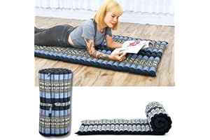 Leewadee - Foldable Floor Mattress - Japanese Roll Up Futon -Trifold Tatami Mat- Guest Floor Bed - Camping Mattress - Thai Massage Mat, Kapok Filled, Blue