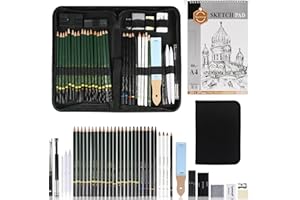 Lemotoy 42 PCS Sketch Pencils,Sketch Pad and Pencils Set,Professional Drawing Kit,Art Supplies Artist Sketch Kit,Manga Drawing Kit or Artists Beginners Students Children Adults Professional