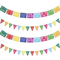 Décorations Fête Mexicaine - Lot De 3 Bannières Et 6 Tourbillons En Carton Pour Dia De Los Muertos, Cinco De Mayo
