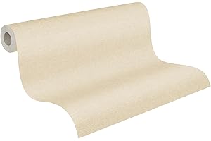 A.S. Création Smart Surfaces Einfarbige Vliestapete im Boho-Look 10,05 m x 0,53 m - Sand - einfarbige Wandtapete für verschiedene Räume Made in Germany - 367216