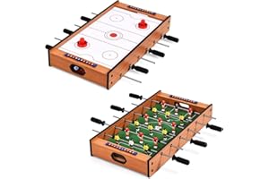 FCOUMY Multi Game Table, 2 in 1 Combo Mini football Game Table Top with Slide Hockey, Wood Foosball Game Table Top for Family